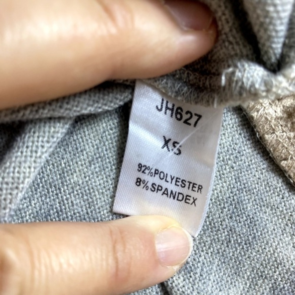 2/$30 THML Anthropologie Blouse‎ Top Sz XS Grey Knit Ruffle Faux Suede Accent - Picture 8 of 13